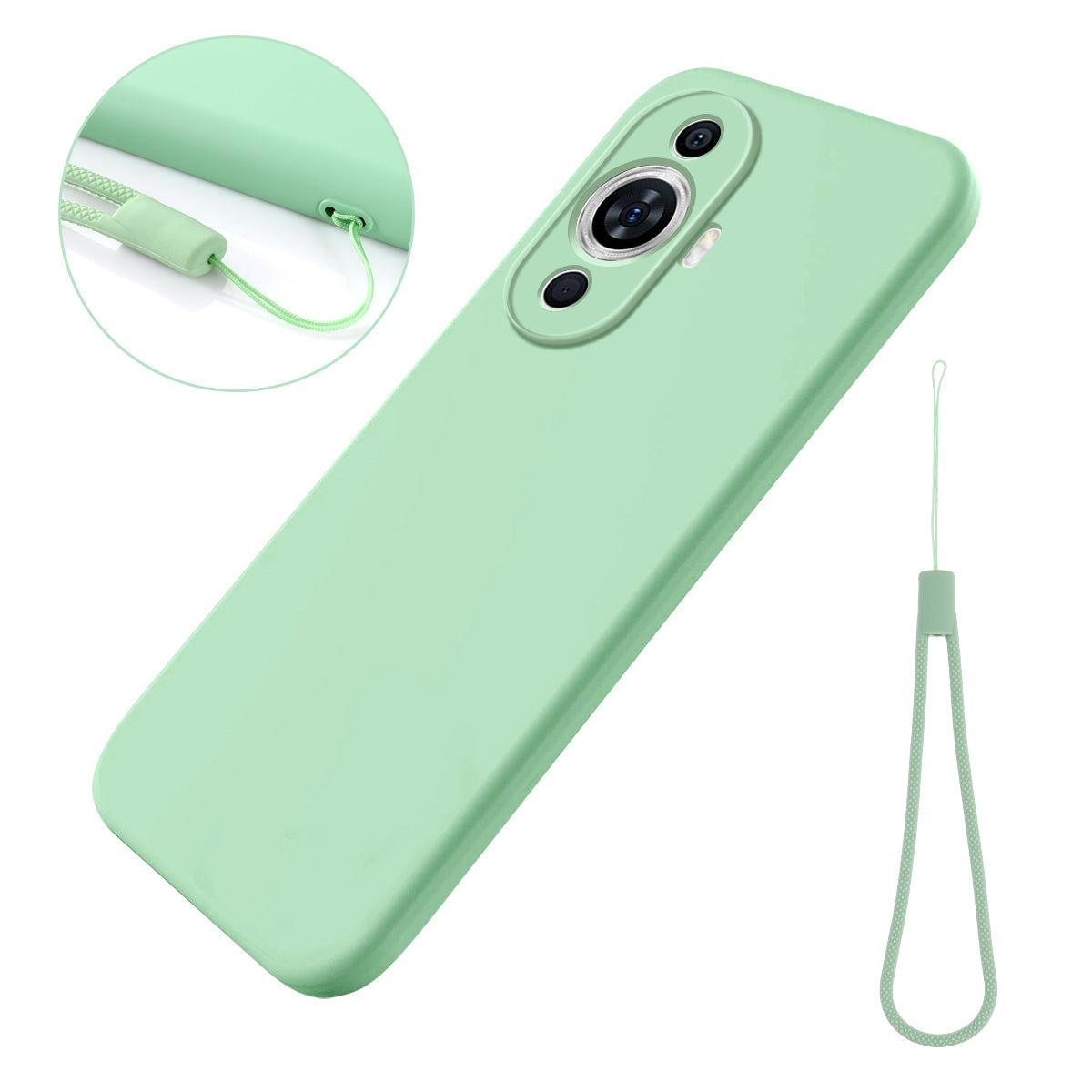 For Huawei nova 12s 4G / nova 11 / nova 12 Lite 4G Liquid Silicone CaseAnti-scratch Phone Cover with Strap For Huawei nova 12s 4G / nova 11 / nova 12 Lite 4G Liquid Silicone CaseAnti-scratch Phone Cover with Strap